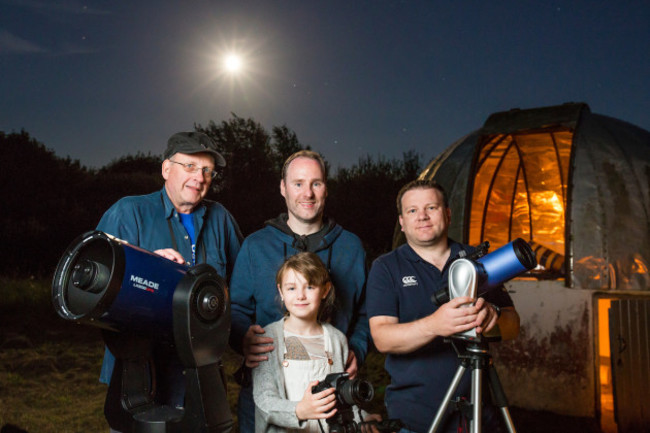 Midlands Astronomy Club from Left Sean McKenna, Adrian Moore & Daughter Raonaid (10), Jason Fallon