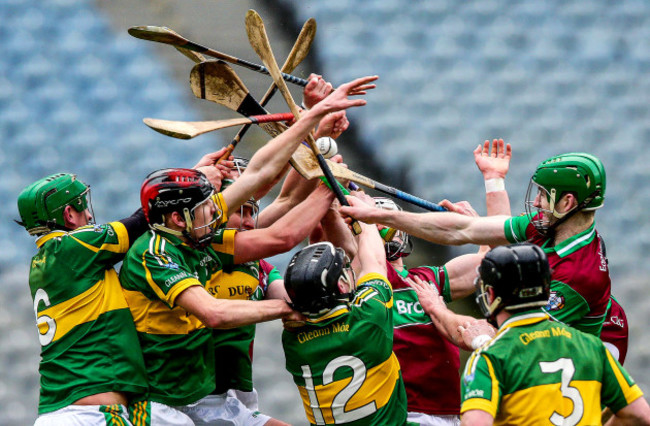 Eoghan Rua and Glemore players battle for the ball