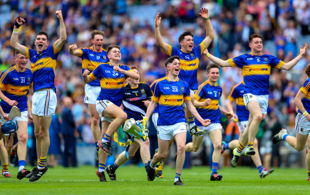 Tipperary players celebrate at the end of the game