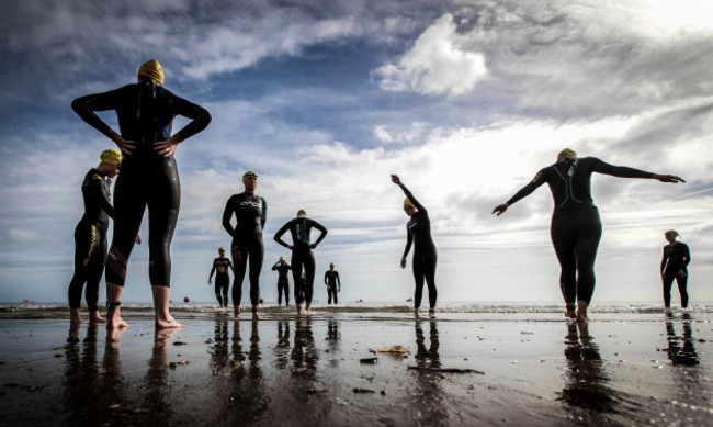 Competitors gather for the start if the Women's category 1 race