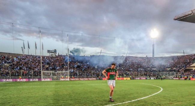 Aidan O’Shea walks away from Hill 16 after the game