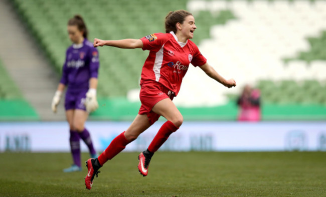 Leanne Kiernan celebrates scoring