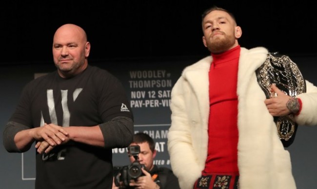 Eddie Alvarez, Dana White and Conor McGregor