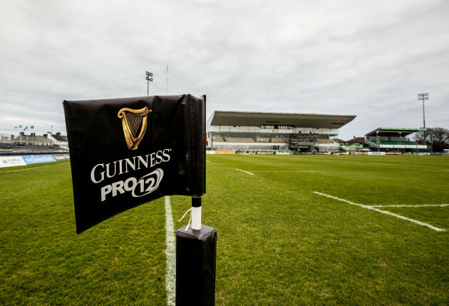 A view of a Guinness PRO12 flag before the game