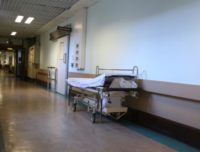 Empty hospital beds in a corridor. Photo Photocall