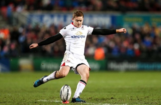 Paddy Jackson kicks a penalty