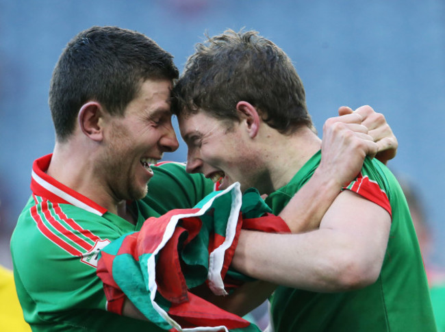 Karol Mannion celebrates with Cathal McHugh