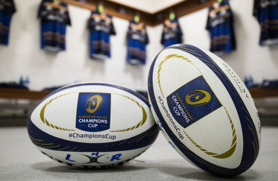 A view of EPCR match day balls in the Leinster dressing room