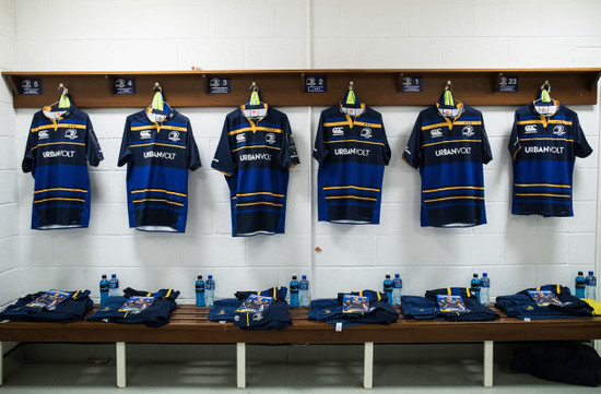 A view of match day jerseys in the dressing room