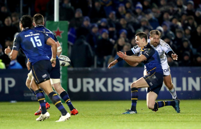 Johnny Sexton gets high tackled by Frans Steyn