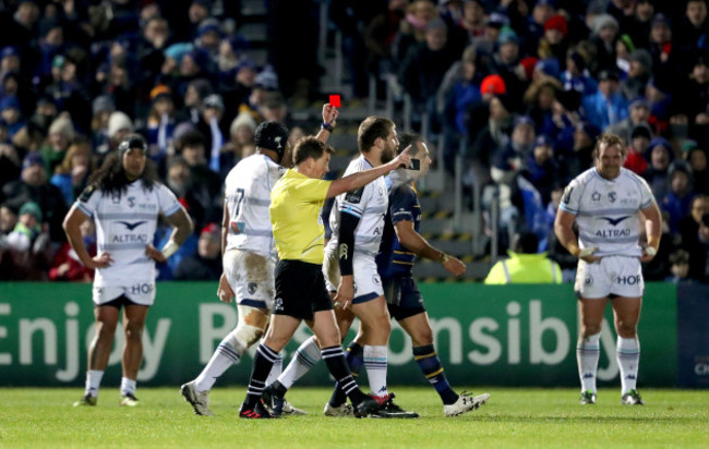 Frans Steyn gets a red card from referee JP Doyle