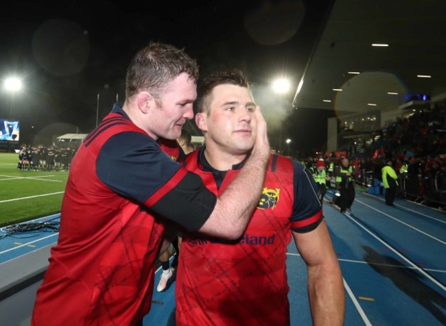 Donnacha Ryan and CJ Stander celebrate after the match