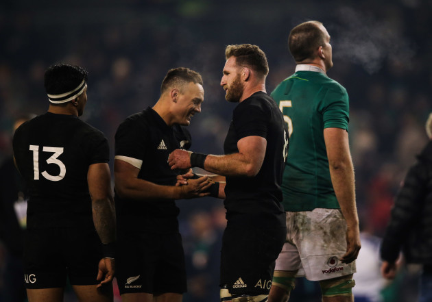 Israel Dagg and Kieran Read celebrate at the final whistle 19/11//2016