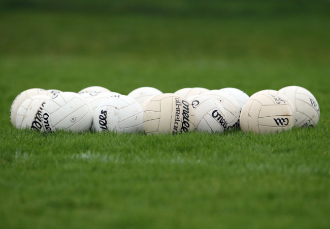 General view of Gaelic footballs