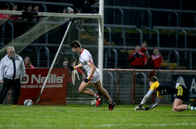 Ronan McHugh celebrates after he scored a goal