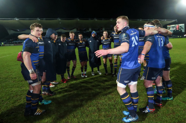 The Leinster team huddle