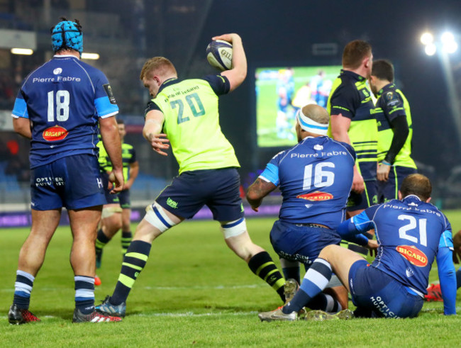 Dan Leavy celebrates scoring their third try