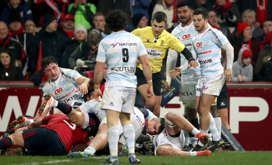 Conor Murray is held up at the try line