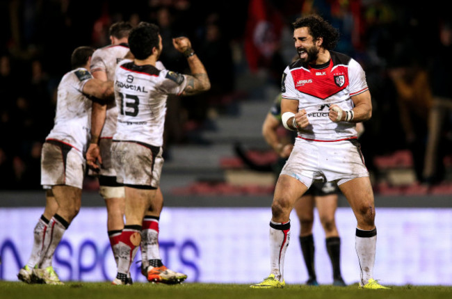 Yoann Huget celebrates at the final whistle 22/1//2017