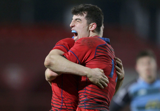 Shane Murphy celebrates with Shane Kelly at the final whistle