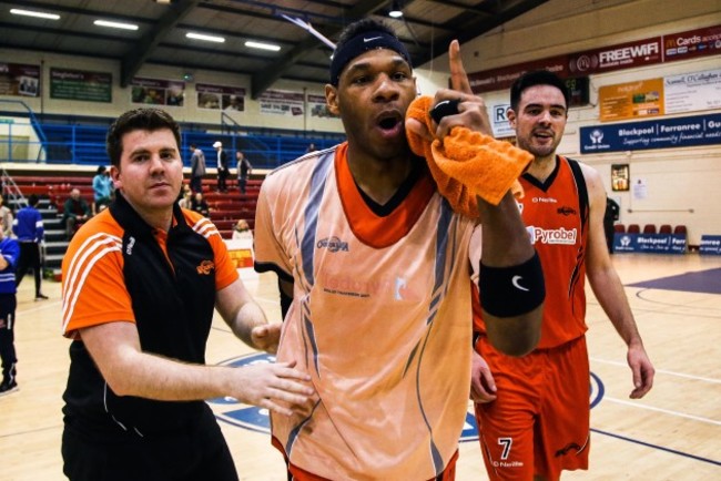 Jermaine Turner celebrates after the game with Brian O'Malley