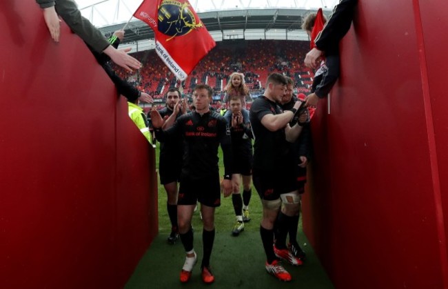 Munster’s Johnny Holland and Jack O'Donoghue after the match