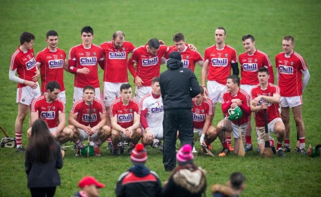 Cork players pose for a photo after the game