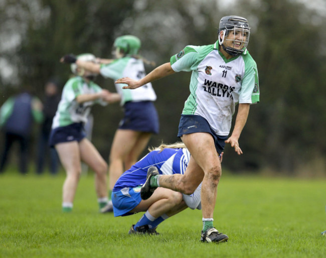 Sarsfields Niamh McGrath celebrates at the end