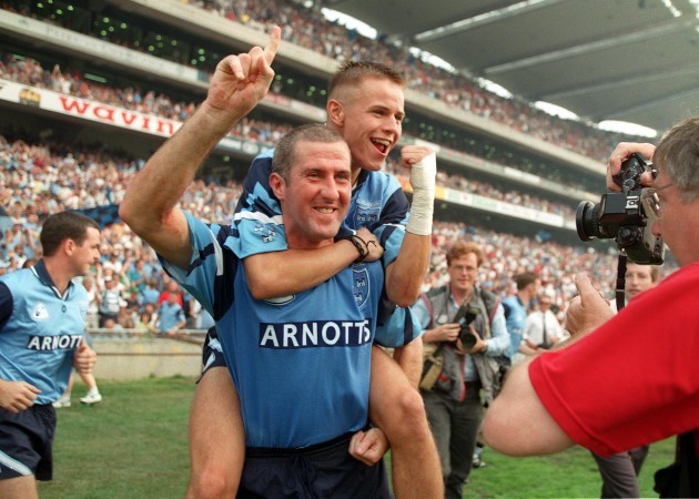 Paul Clarke and Keith Galvin celebrate victory 1995