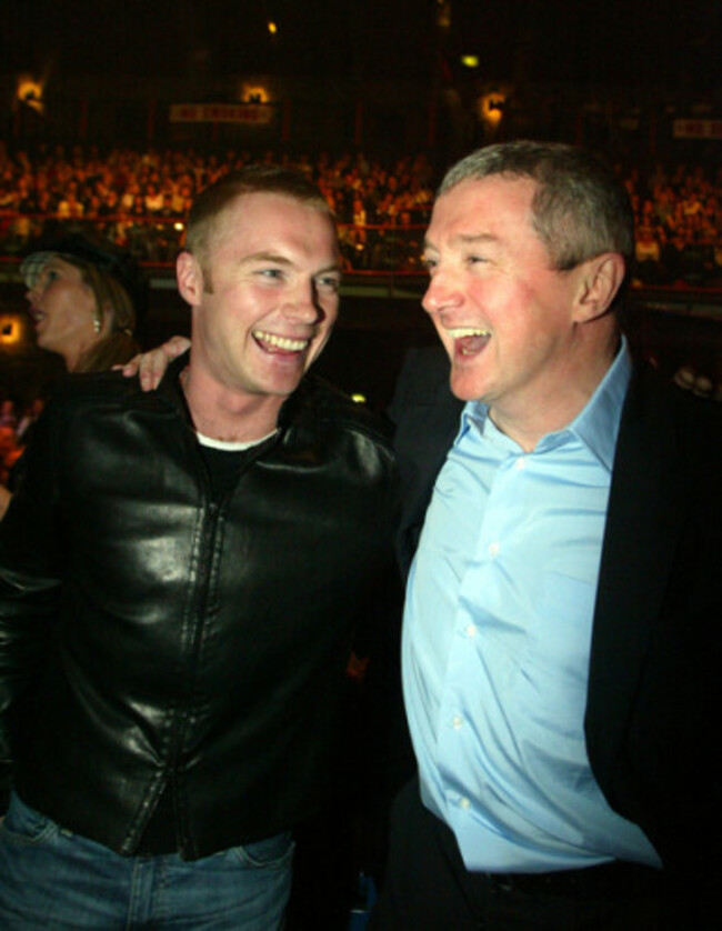 LOUIS WALSH BOY BAND MANAGERS BROWN THOMAS INTERNATIONAL FASHION CHARITY SHOW IN IRELAND