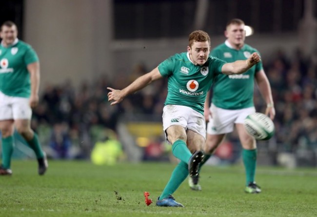 Paddy Jackson kicks a penalty