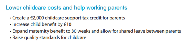 fianna f&aacute;il childcare