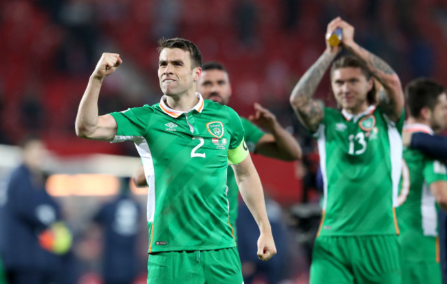 Seamus Coleman celebrates the win