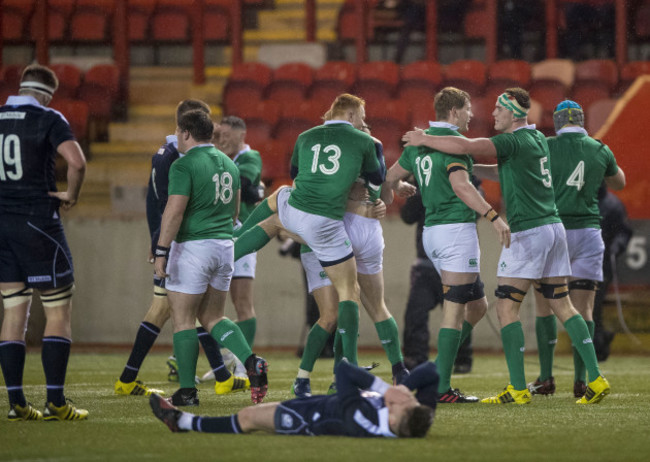 Ireland players celebrate at the final whistle
