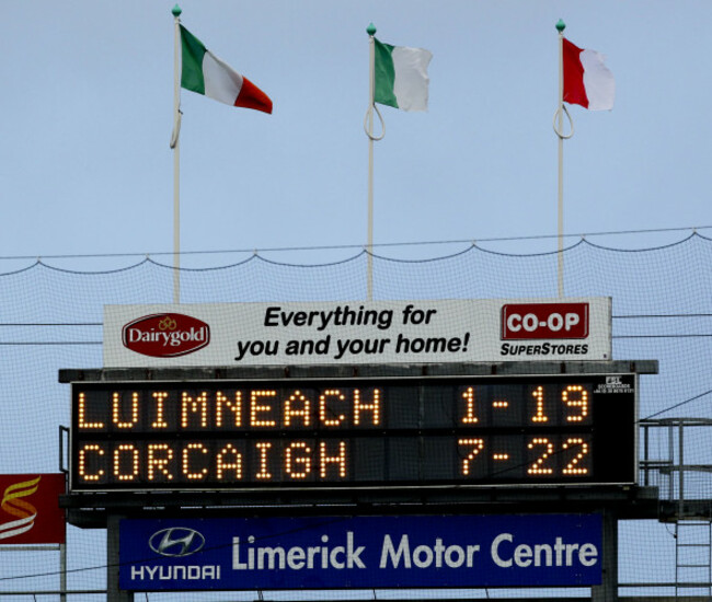 A general view of the scoreboard at full time