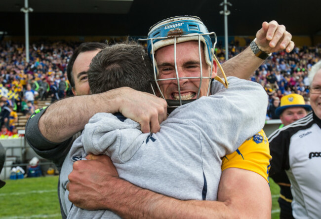 Brendan Bugler celebrates with Davy Fitzgerald