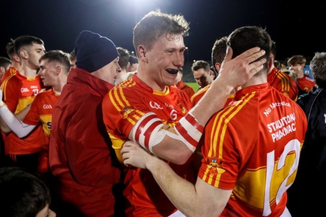 Eoghan O&rsquo;Reilly and James Durkan celebrate after the game