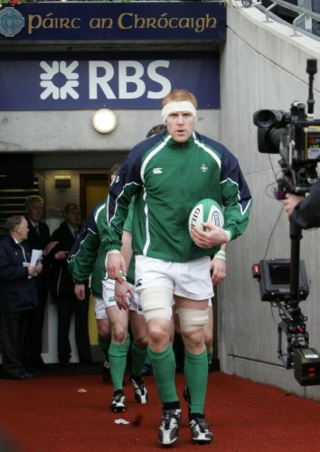 Paul O'Connell leads the team out into Croke Park