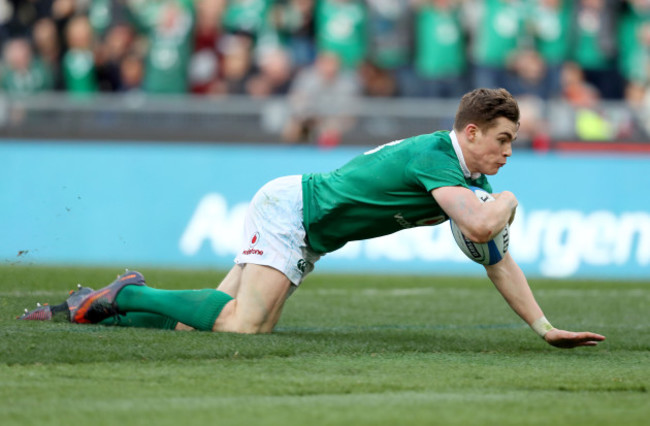 Garry Ringrose scores their seventh try