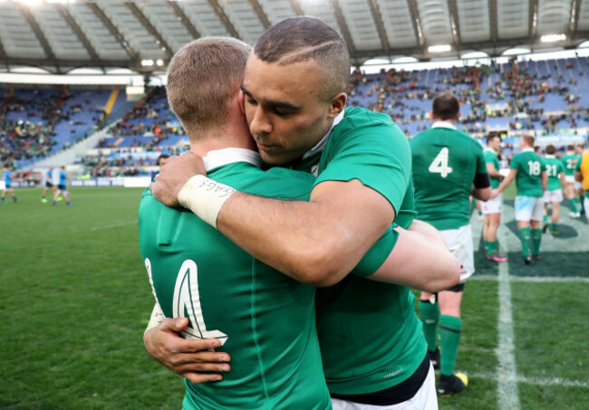 Keith Earls and Simon Zebo celebrate winning