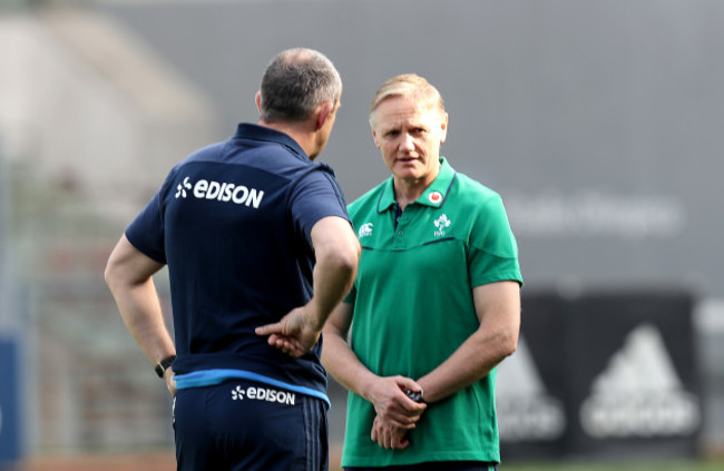 Conor O'Shea and Joe Schmidt before the game