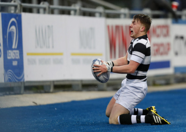 David Hawkshaw celebrates his try