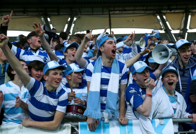 Blackrock fans celebrate after the game