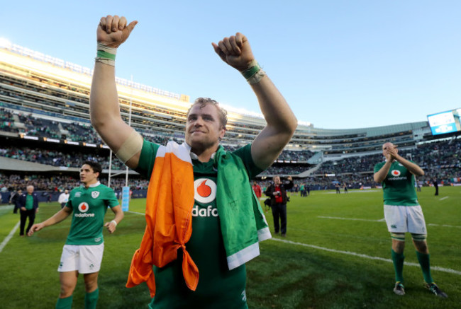 Jamie Heaslip celebrates winning