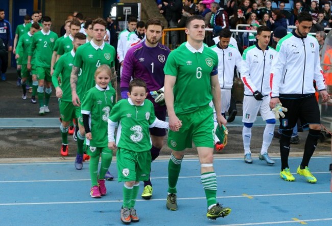 Darragh Lenihan leads out the team