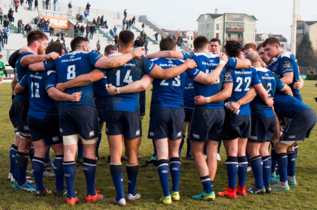 Leinster team huddle