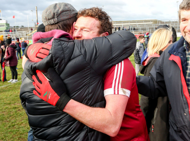Slaughteil players celebrate their victory over St. Vincent's which takes them to the All Ireland club final