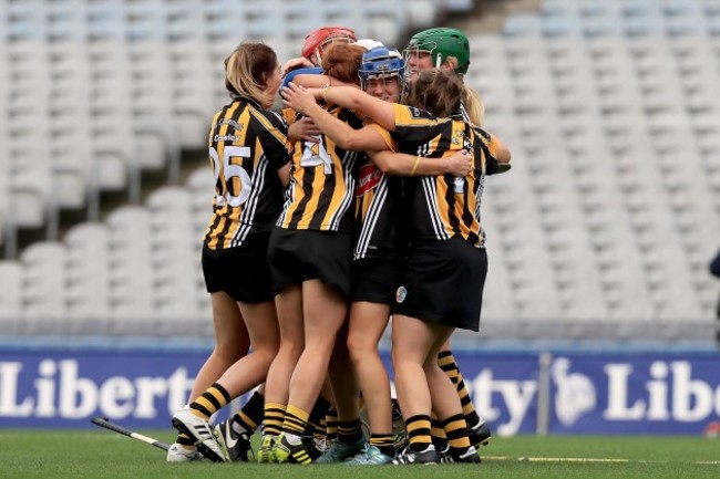 Kilkenny players celebrate at the final whistle
