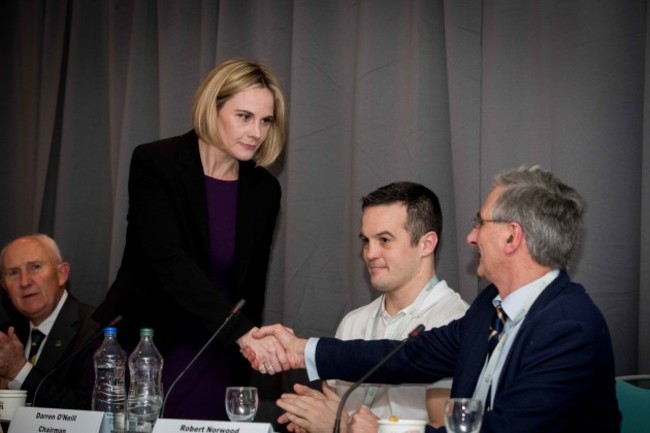 Swim Ireland's Sarah Keane is congratulated after being elected OCI President at tonights EGM