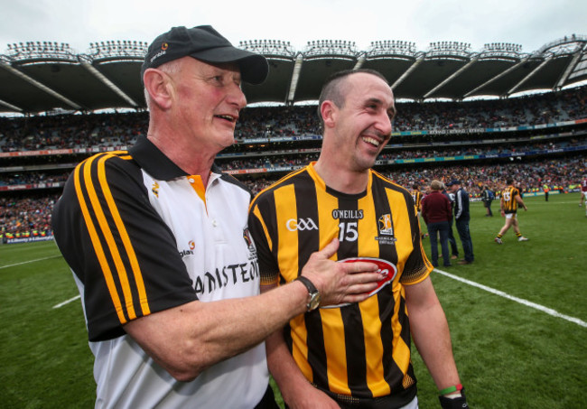 Brian Cody celebrates with Eoin Larkin